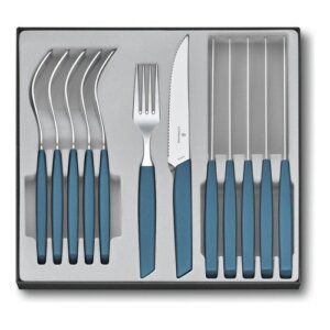 Swiss Modern Juego de 12 Cubiertos para parrilla (Set de 6 Cuchillo para Carne y Tenedor)